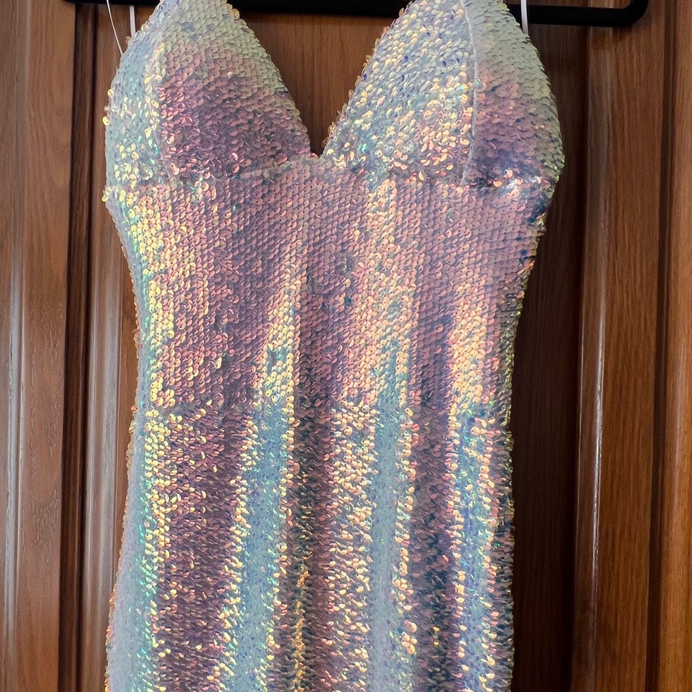 Fashion Nova Silver Sequin Dress